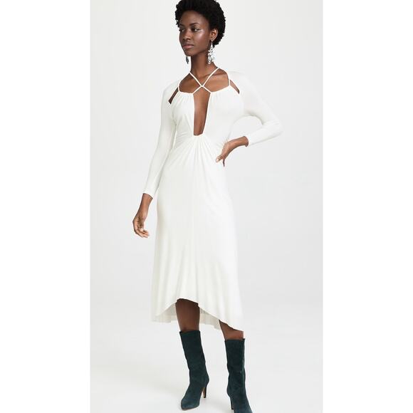 Isabel Marant White Bride Viscose Jadessi long sleeve Midi Dress sz FR 34 (US 2) - Picture 1 of 13